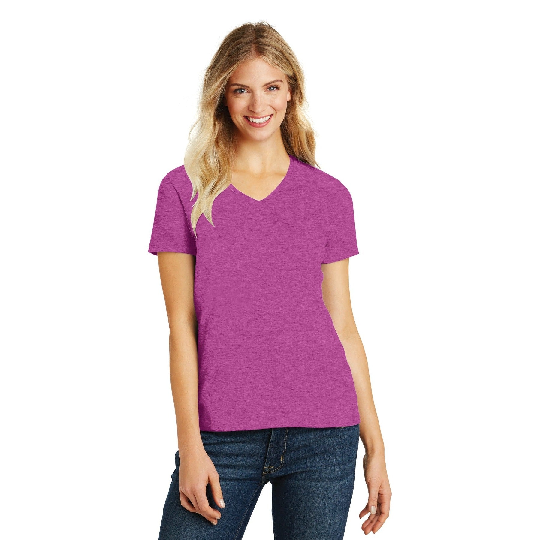 District-District® Women's Perfect Blend® CVC V-Neck Tee. DM1190L-MedTech-13